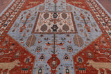 Blue Fine Serapi Handmade Wool Rug - 10' 3" X 13' 7" - Golden Nile