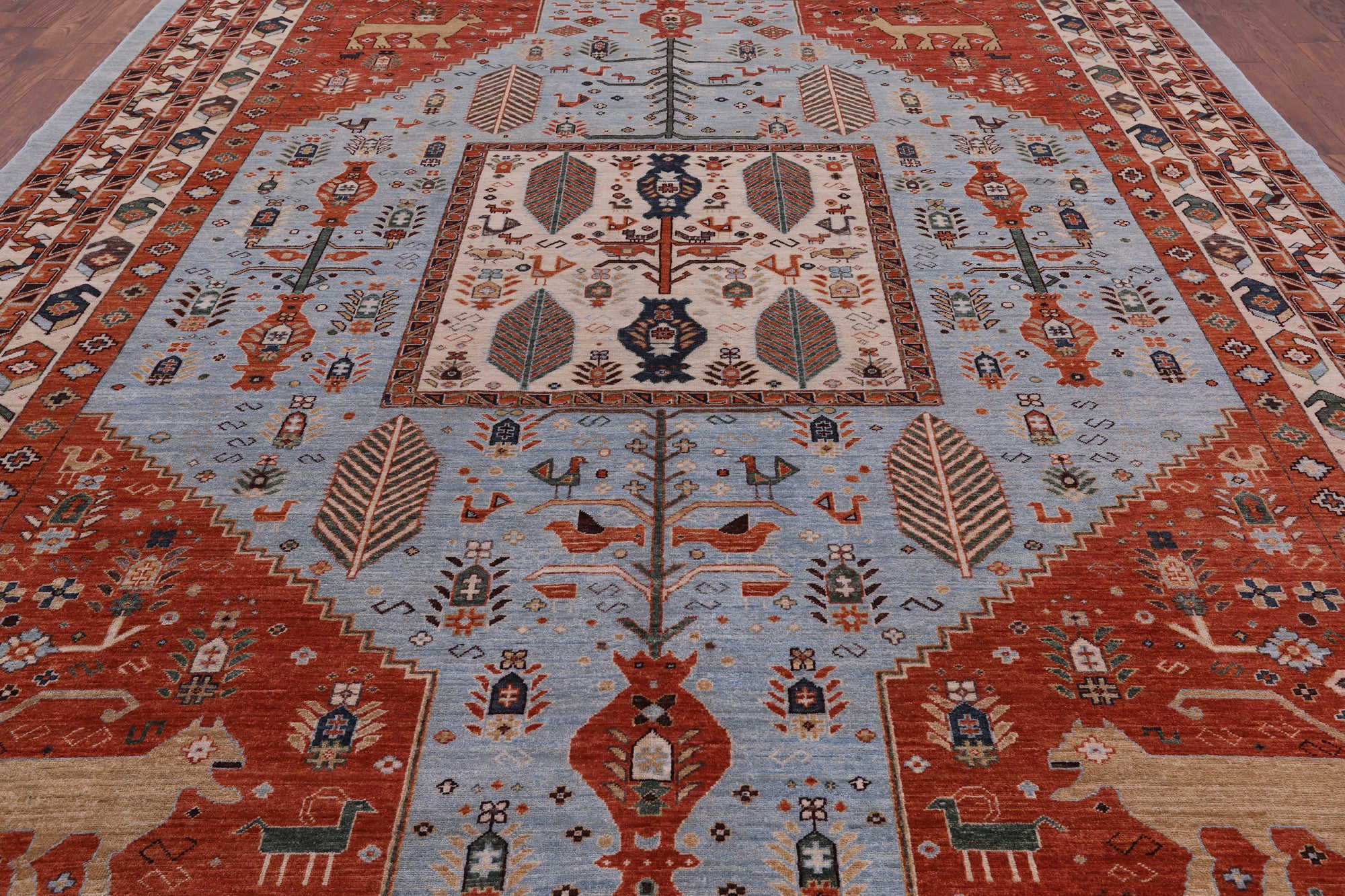 Blue Fine Serapi Handmade Wool Rug - 10' 3" X 13' 7" - Golden Nile