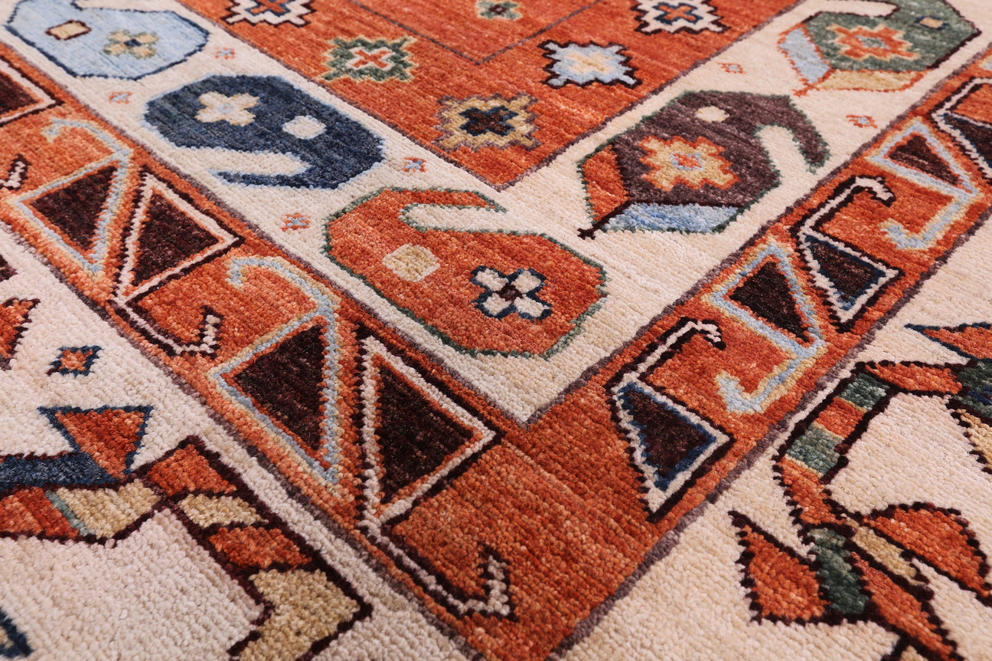 Blue Fine Serapi Handmade Wool Rug - 10' 3" X 13' 7" - Golden Nile