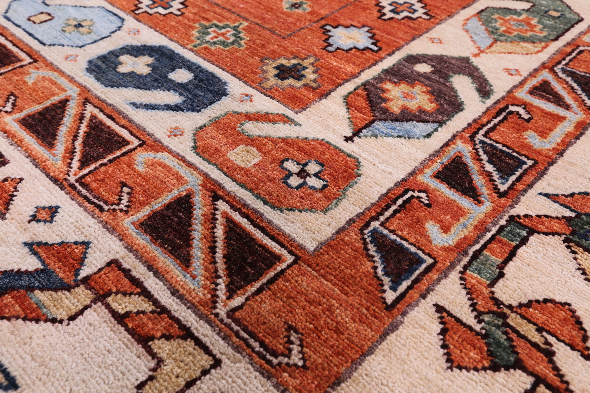 Blue Fine Serapi Handmade Wool Rug - 10' 3" X 13' 7" - Golden Nile