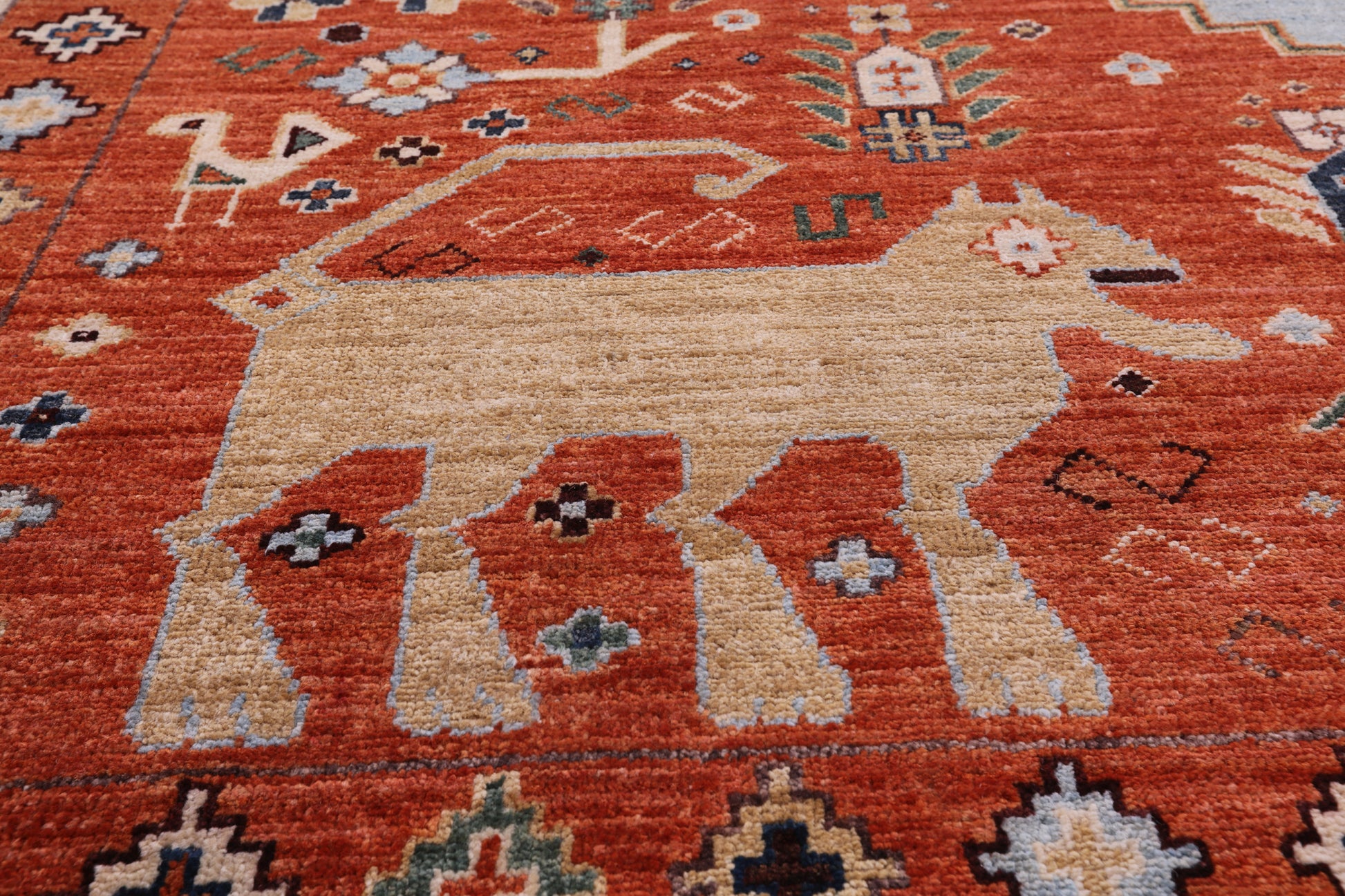 Blue Fine Serapi Handmade Wool Rug - 10' 3" X 13' 7" - Golden Nile