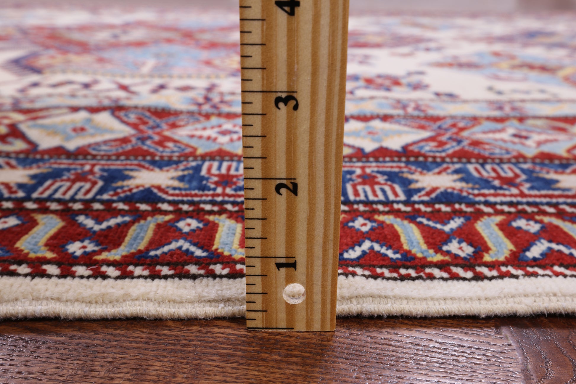 Ivory Super Kazak Hand Knotted Wool Rug - 5' 10" X 8' 7" - Golden Nile