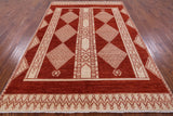 Red Persian Tribal Gabbeh Handmade Wool Rug - 6' 1" X 8' 10" - Golden Nile