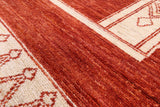 Red Persian Tribal Gabbeh Handmade Wool Rug - 6' 1" X 8' 10" - Golden Nile