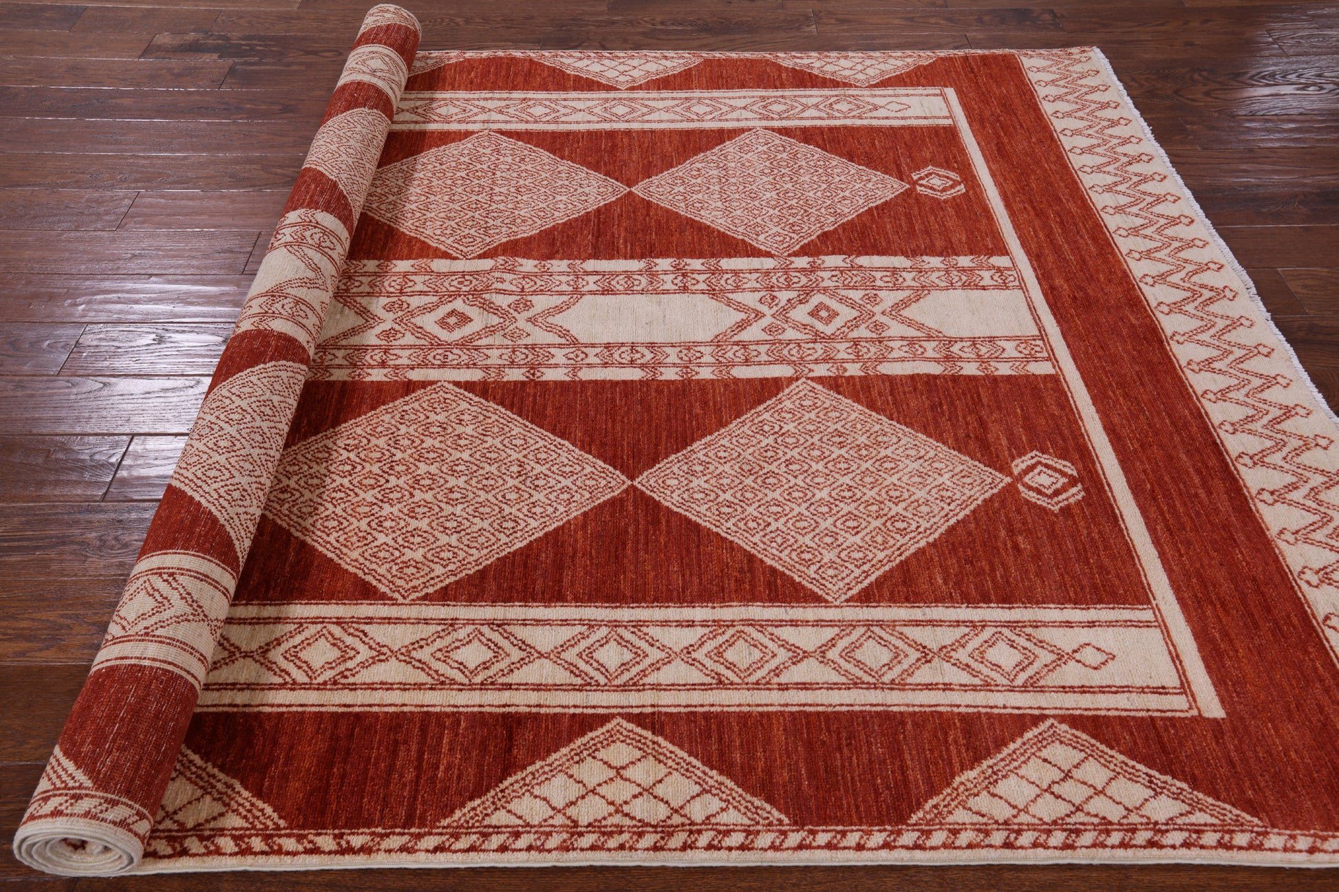 Red Persian Tribal Gabbeh Handmade Wool Rug - 6' 1" X 8' 10" - Golden Nile