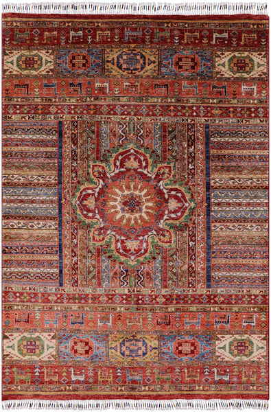 Khorjin Persian Gabbeh Hand Knotted Wool Rug - 5' 8" X 8' 1" - Golden Nile