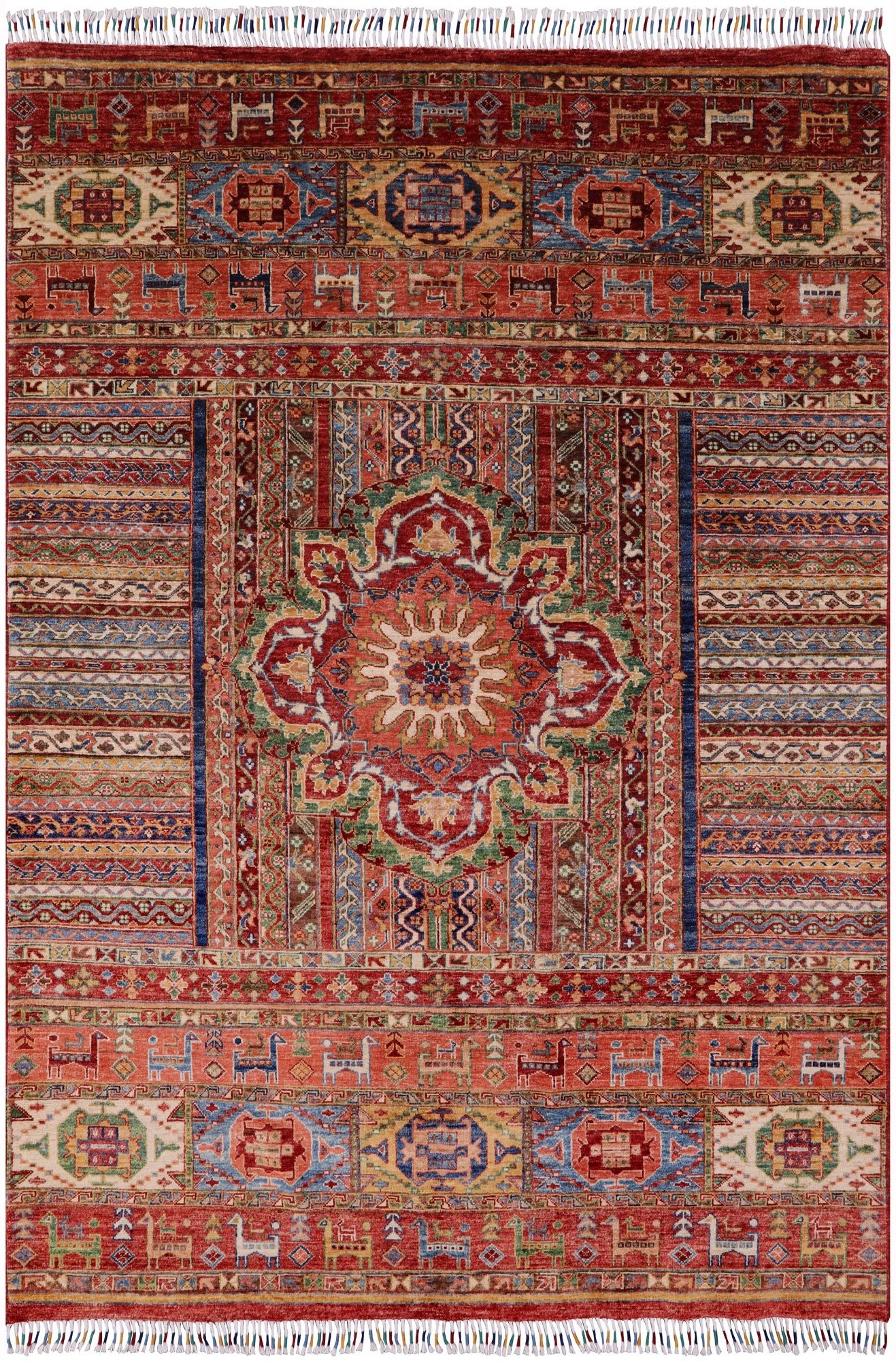 Khorjin Persian Gabbeh Hand Knotted Wool Rug - 5' 8" X 8' 1" - Golden Nile