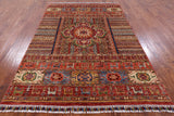 Khorjin Persian Gabbeh Hand Knotted Wool Rug - 5' 8" X 8' 1" - Golden Nile