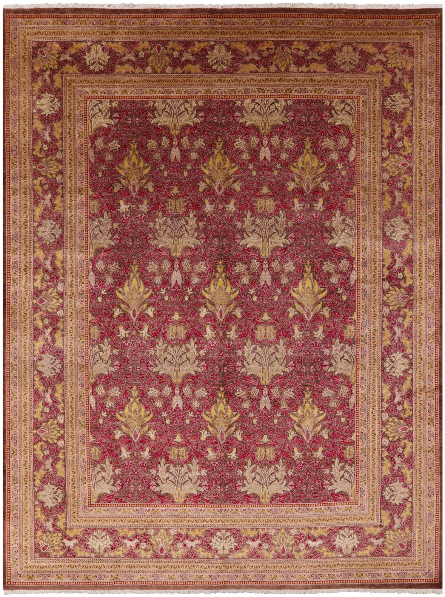 William Morris Hand Knotted Wool Rug - 9' 1" X 12' 0" - Golden Nile