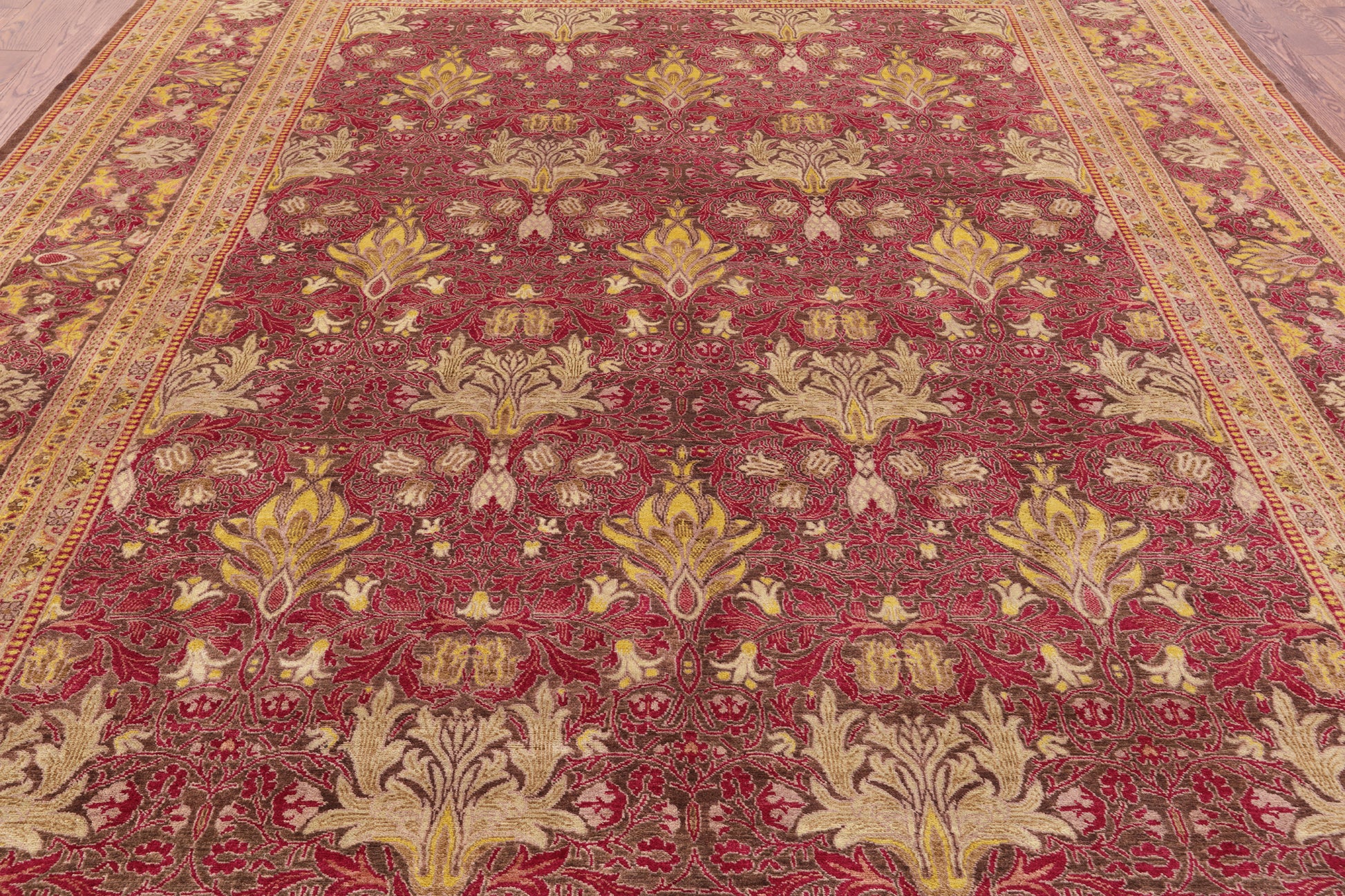 William Morris Hand Knotted Wool Rug - 9' 1" X 12' 0" - Golden Nile