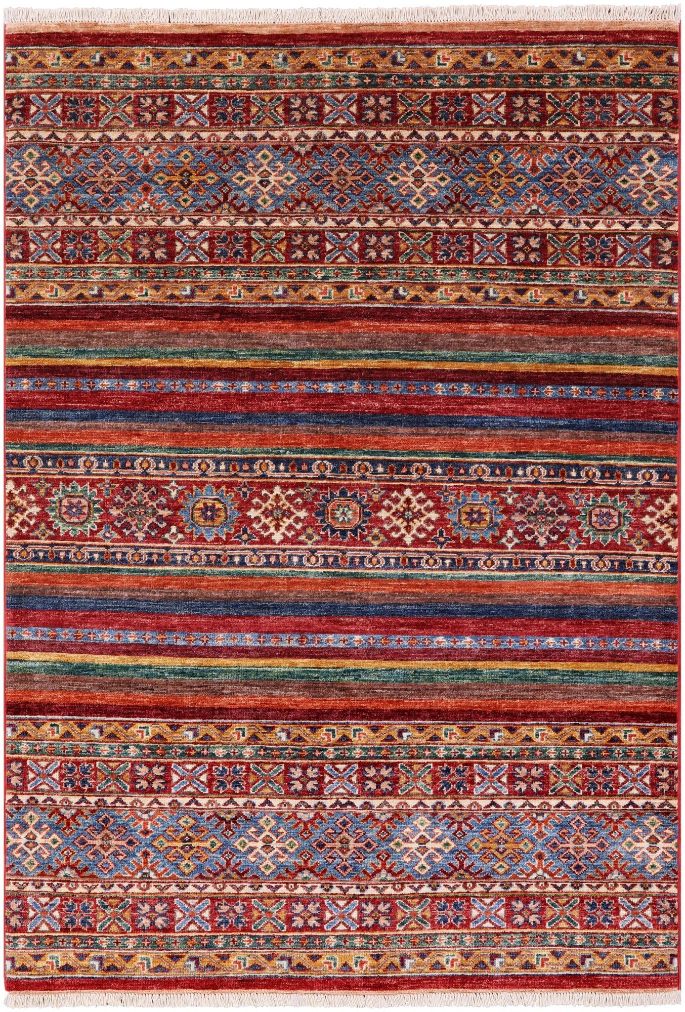 Tribal Khorjin Persian Gabbeh Hand Knotted Wool Rug - 4' 1" X 5' 9" - Golden Nile