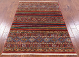 Tribal Khorjin Persian Gabbeh Hand Knotted Wool Rug - 4' 1" X 5' 9" - Golden Nile