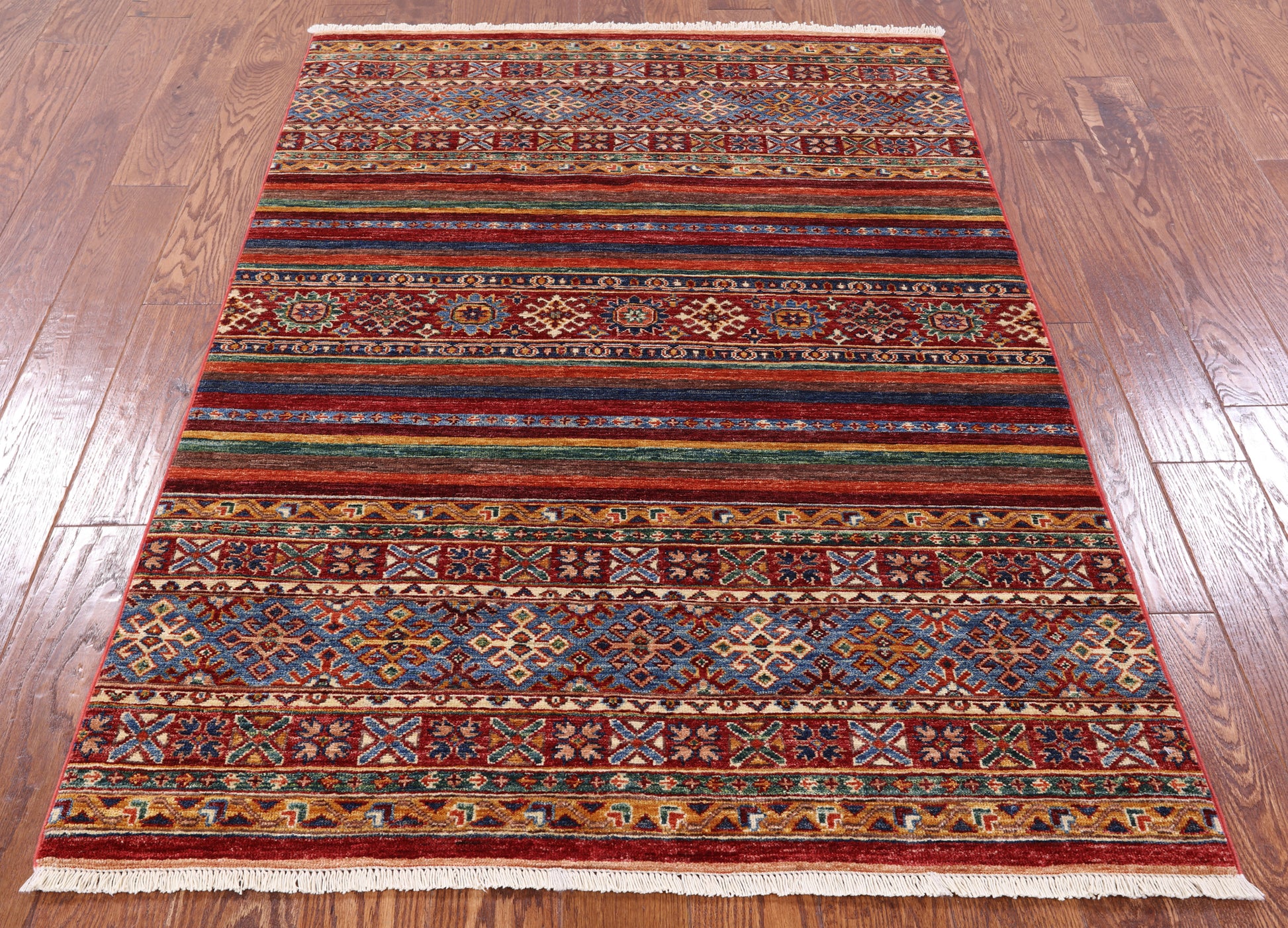 Tribal Khorjin Persian Gabbeh Hand Knotted Wool Rug - 4' 1" X 5' 9" - Golden Nile