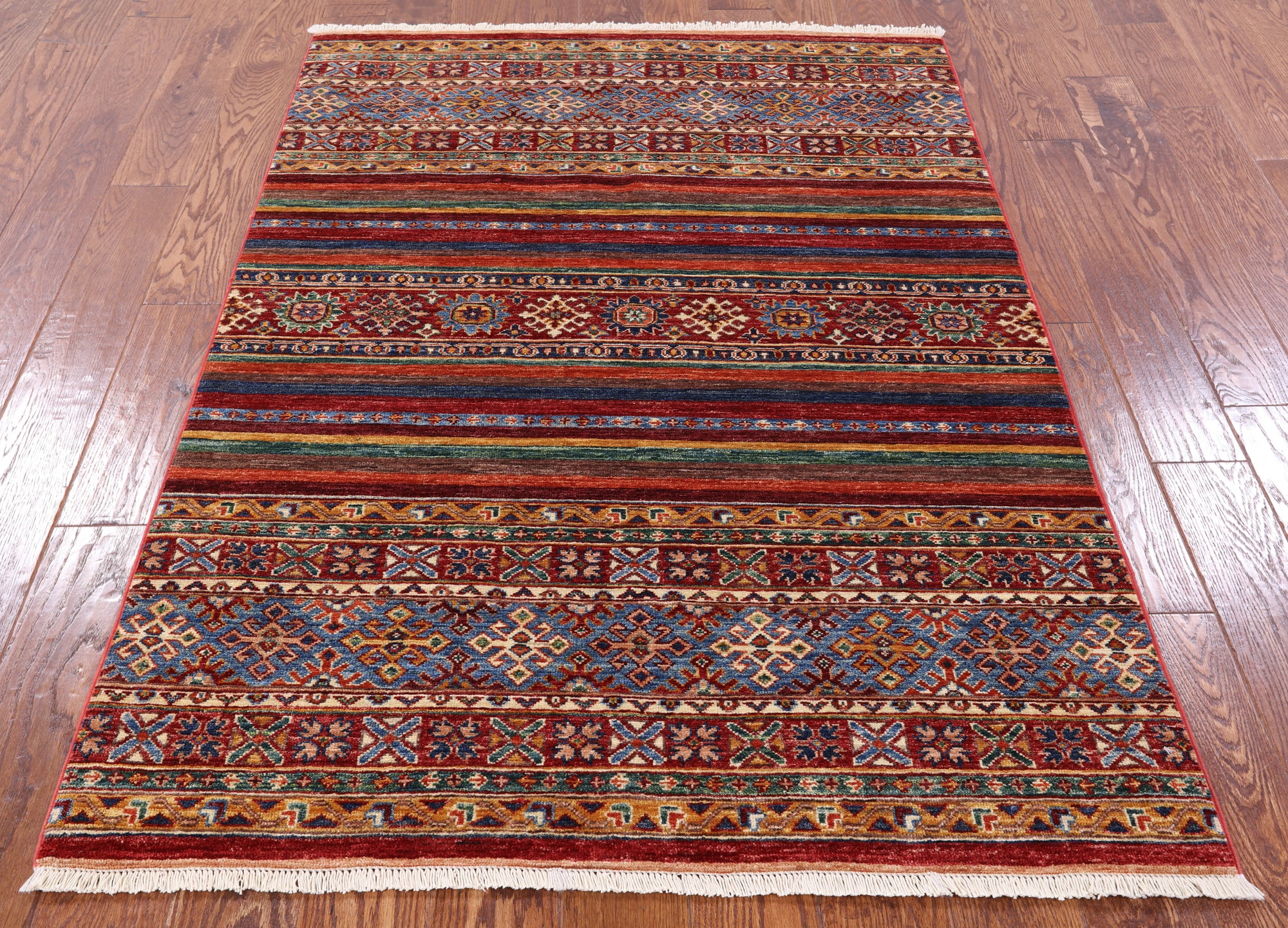 Tribal Khorjin Persian Gabbeh Hand Knotted Wool Rug - 4' 1" X 5' 9" - Golden Nile