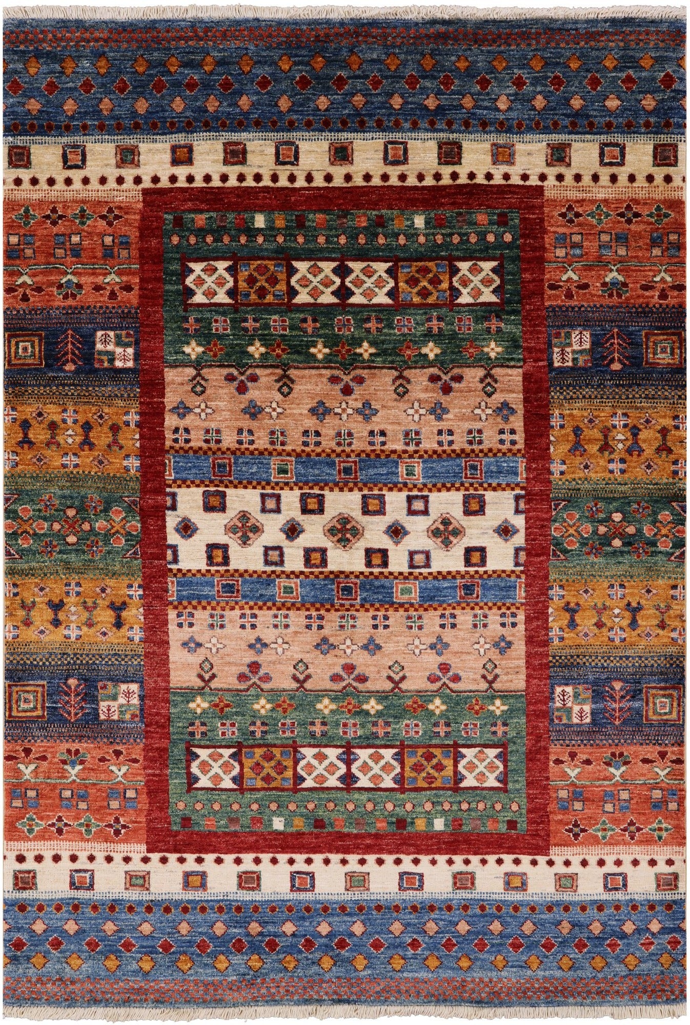Persian Gabbeh Handmade Wool Rug - 4' 3" X 6' 1" - Golden Nile