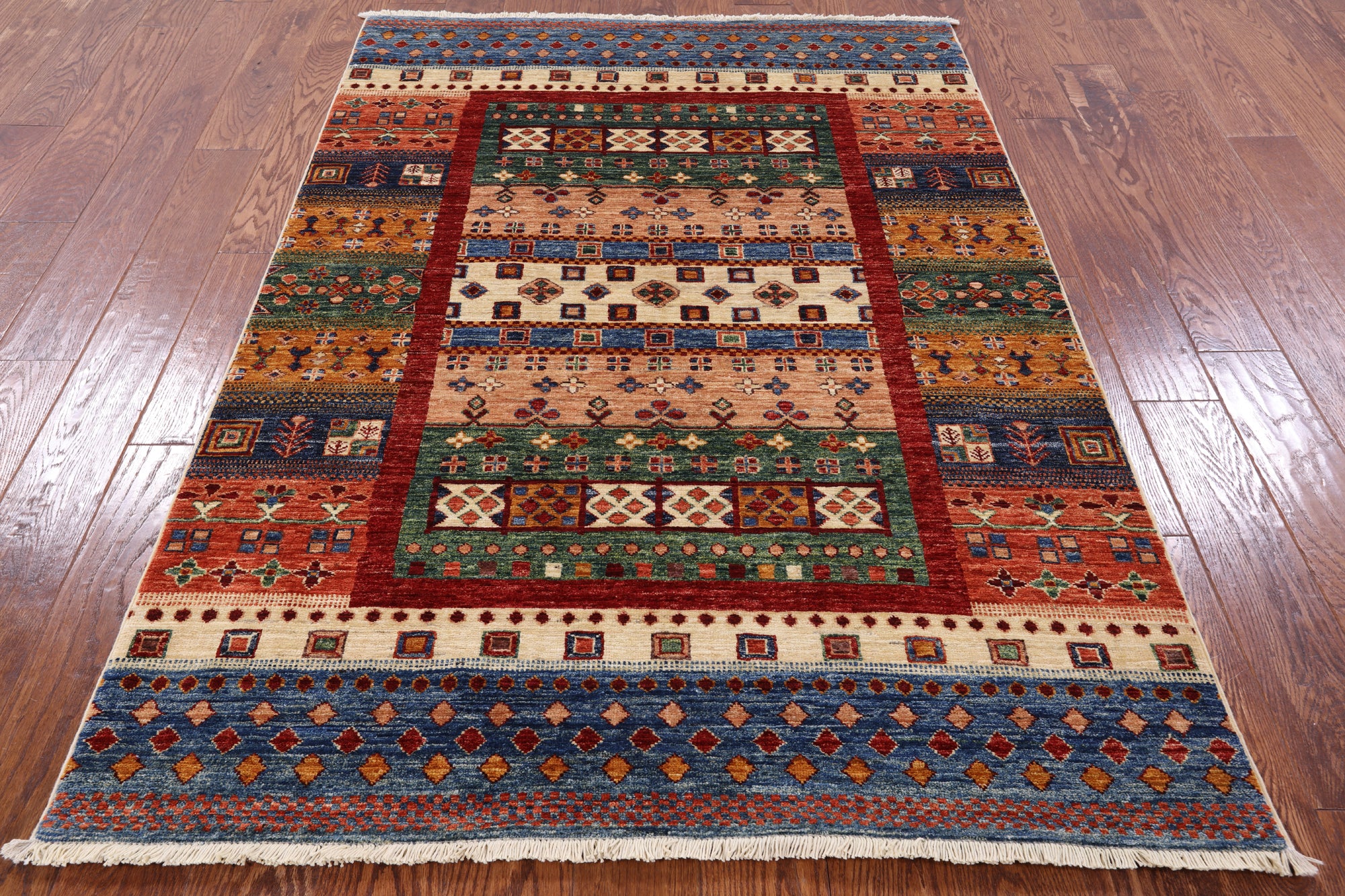Persian Gabbeh Handmade Wool Rug - 4' 3" X 6' 1" - Golden Nile