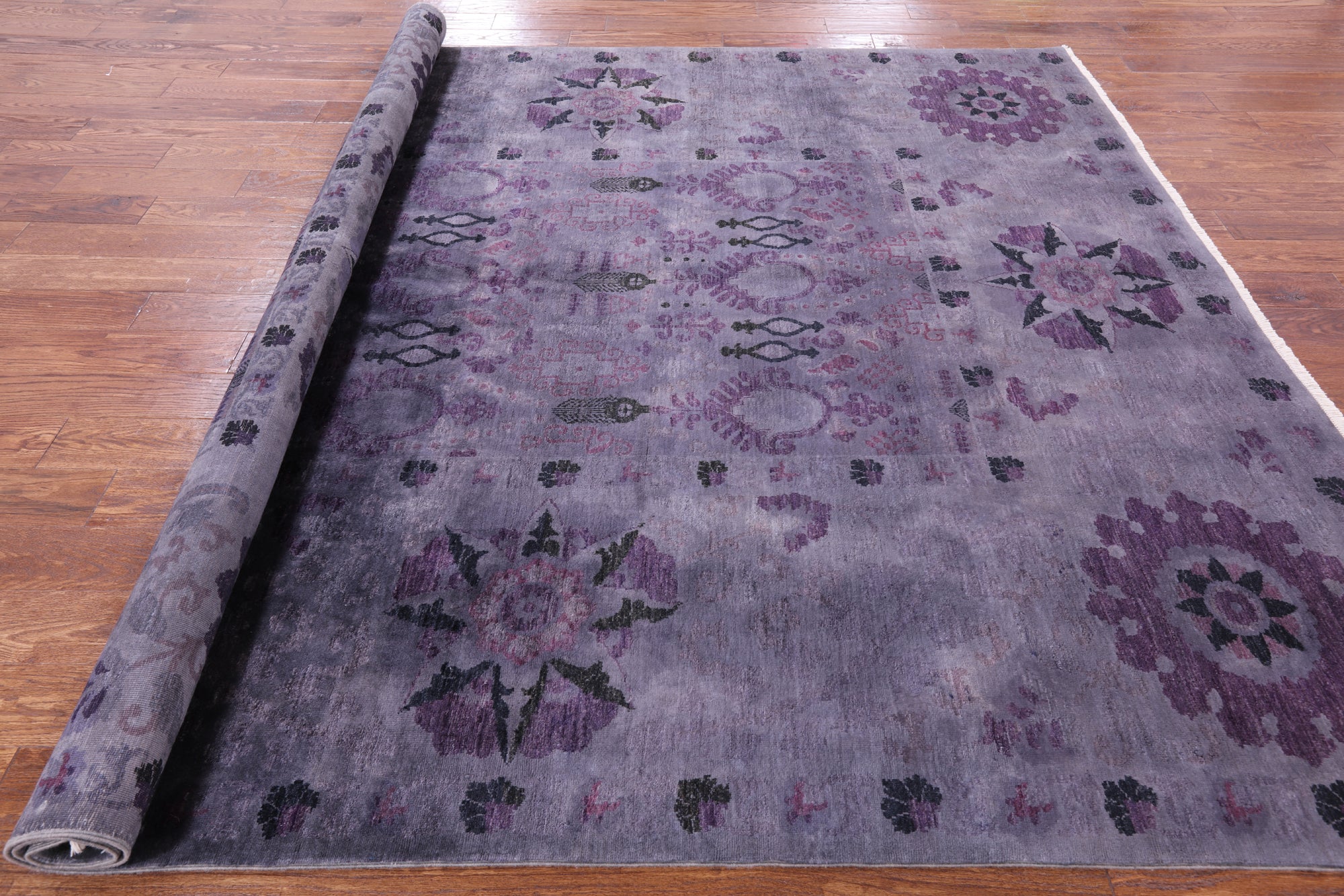 William Morris Overdyed Full Pile Handmade Wool Rug - 8' 1" X 9' 2" - Golden Nile