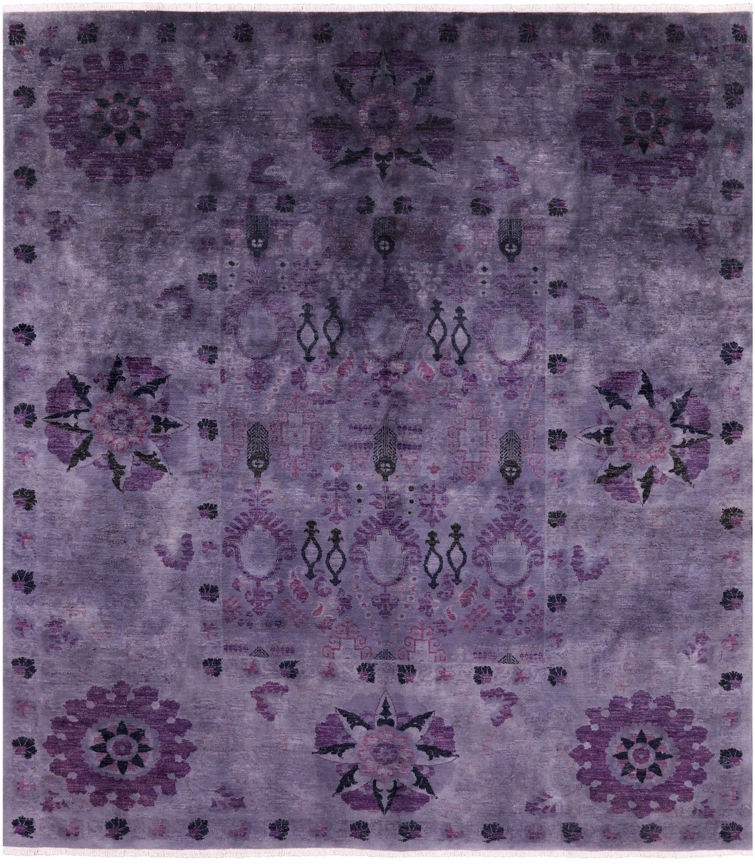 William Morris Overdyed Full Pile Handmade Wool Rug - 8' 1" X 9' 2" - Golden Nile