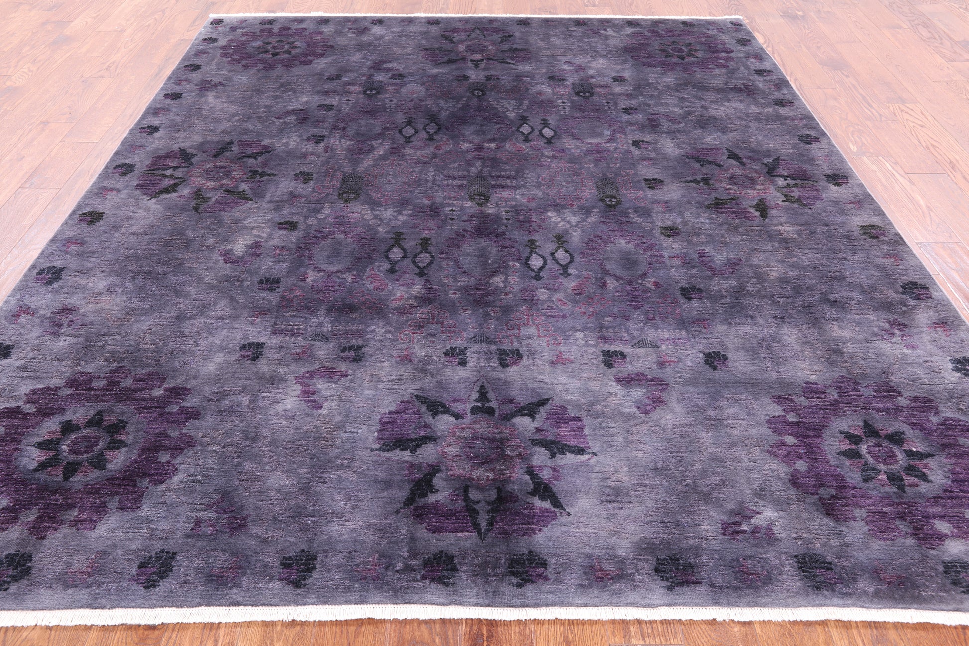 William Morris Overdyed Full Pile Handmade Wool Rug - 8' 1" X 9' 2" - Golden Nile