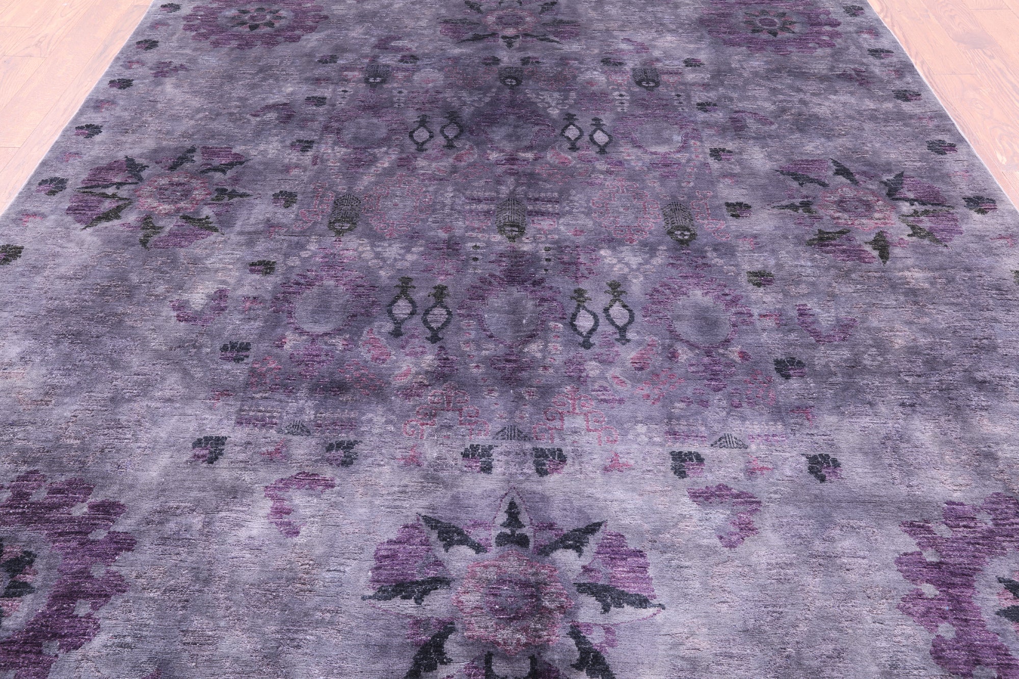 William Morris Overdyed Full Pile Handmade Wool Rug - 8' 1" X 9' 2" - Golden Nile