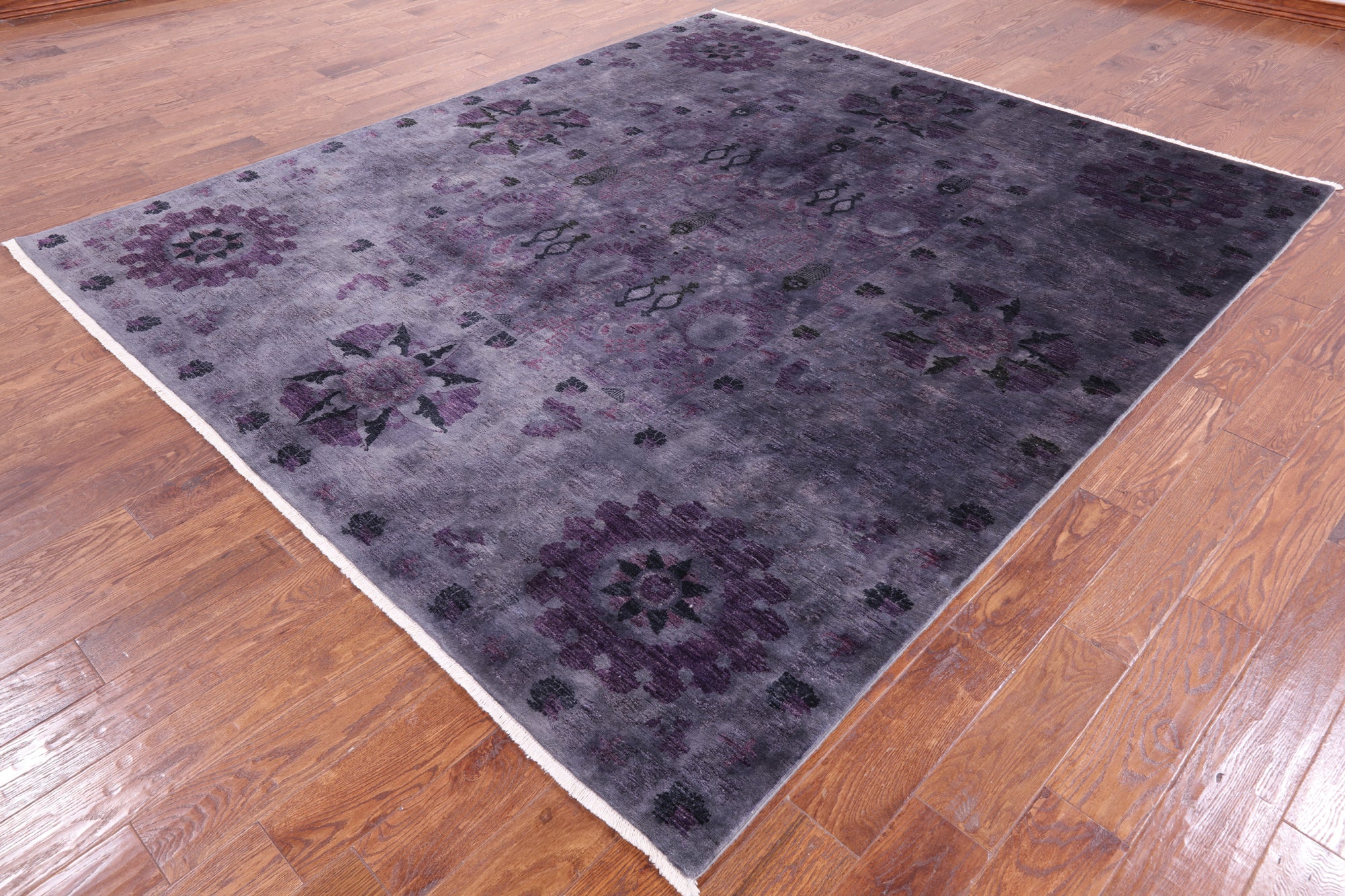 William Morris Overdyed Full Pile Handmade Wool Rug - 8' 1" X 9' 2" - Golden Nile