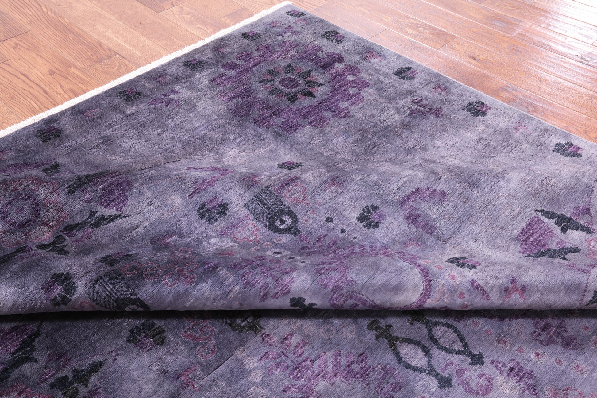 William Morris Overdyed Full Pile Handmade Wool Rug - 8' 1" X 9' 2" - Golden Nile