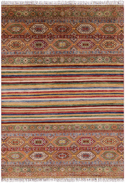 Tribal Khorjin Persian Gabbeh Hand Knotted Wool Rug - 5' 10" X 8' 3" - Golden Nile