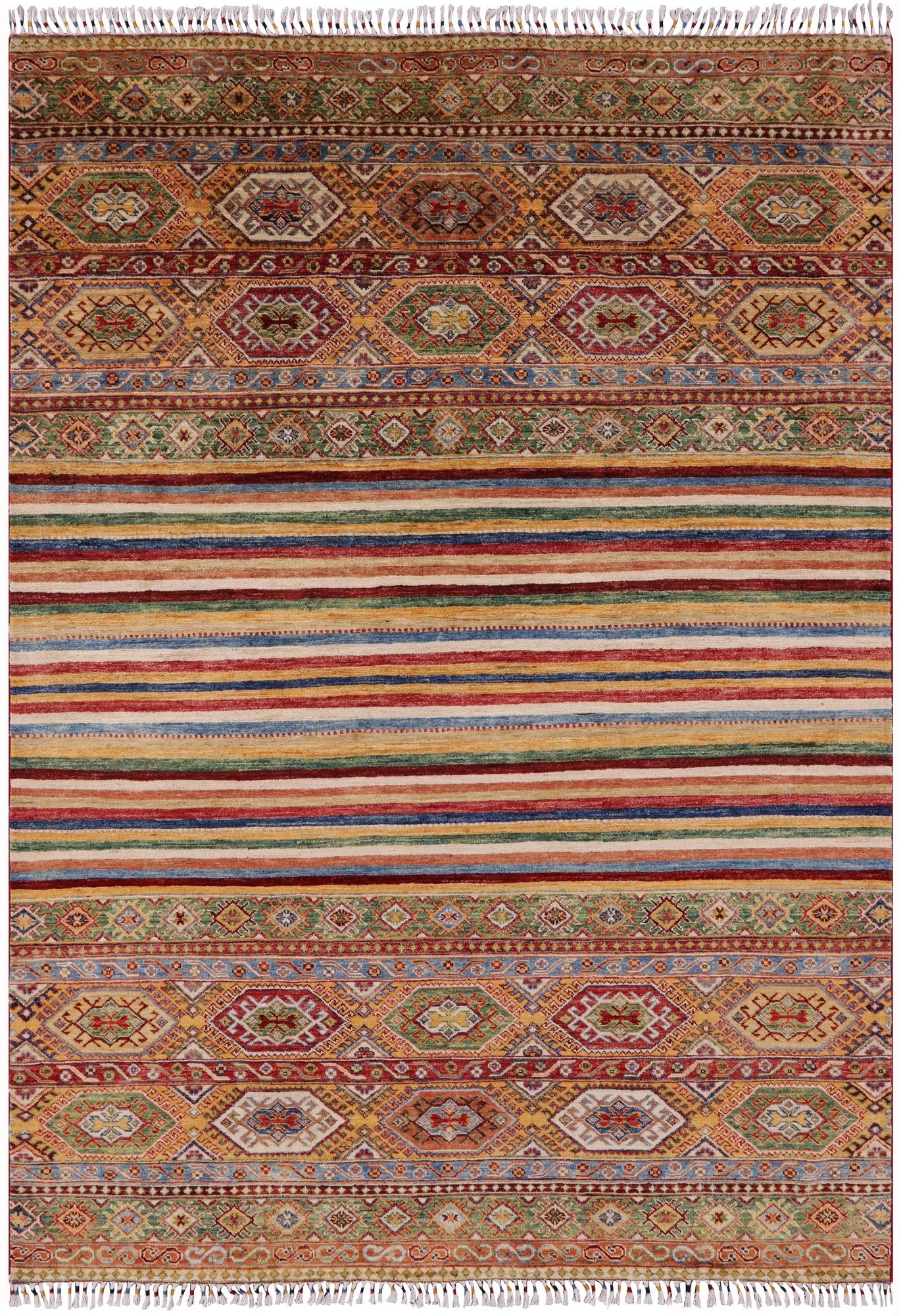 Tribal Khorjin Persian Gabbeh Hand Knotted Wool Rug - 5' 10" X 8' 3" - Golden Nile