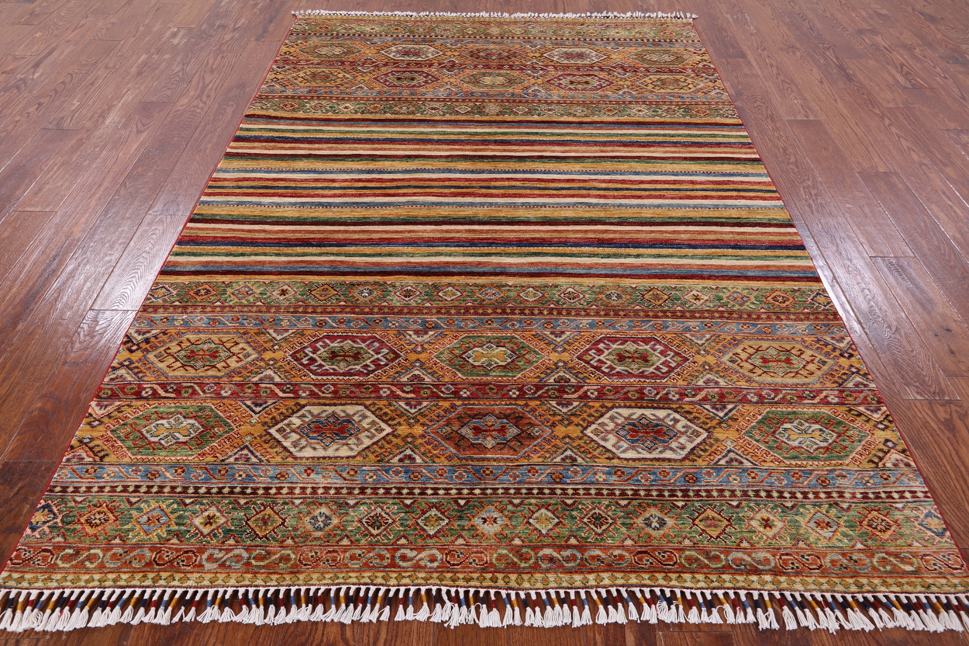 Tribal Khorjin Persian Gabbeh Hand Knotted Wool Rug - 5' 10" X 8' 3" - Golden Nile