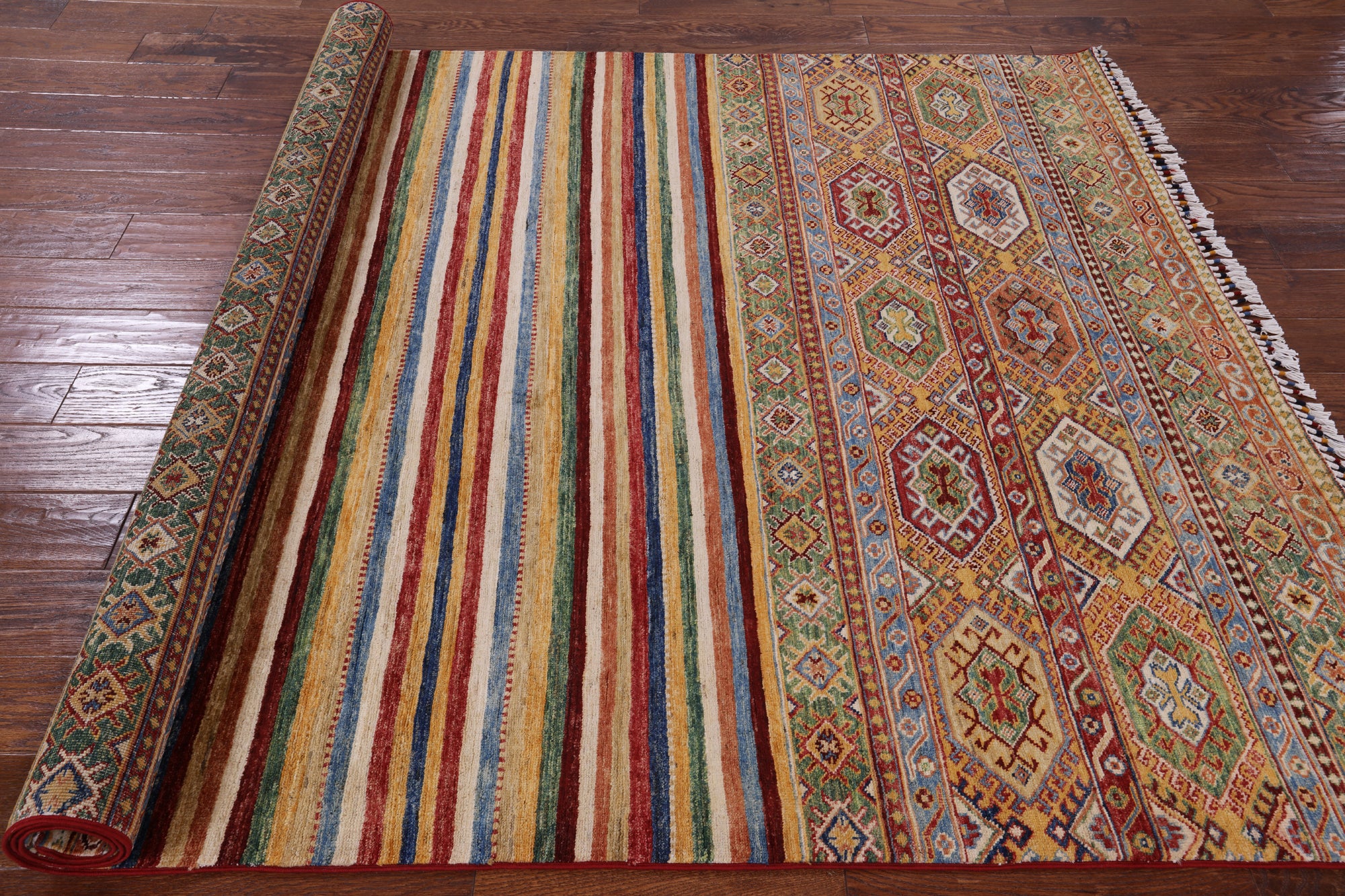 Tribal Khorjin Persian Gabbeh Hand Knotted Wool Rug - 5' 10" X 8' 3" - Golden Nile