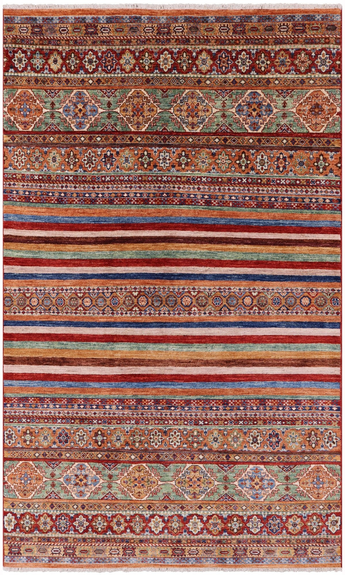 Tribal Khorjin Persian Gabbeh Hand Knotted Wool Rug - 5' 8" X 9' 5" - Golden Nile