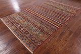 Tribal Khorjin Persian Gabbeh Hand Knotted Wool Rug - 5' 8" X 9' 5" - Golden Nile