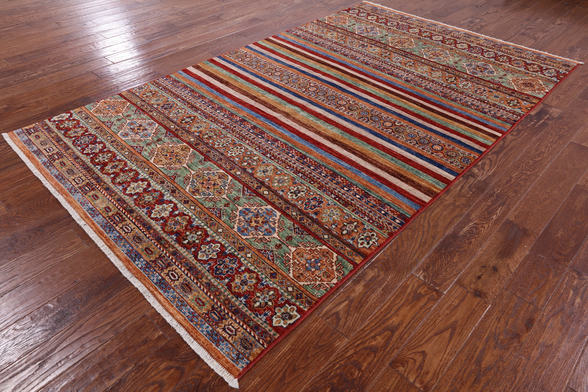 Tribal Khorjin Persian Gabbeh Hand Knotted Wool Rug - 5' 8" X 9' 5" - Golden Nile