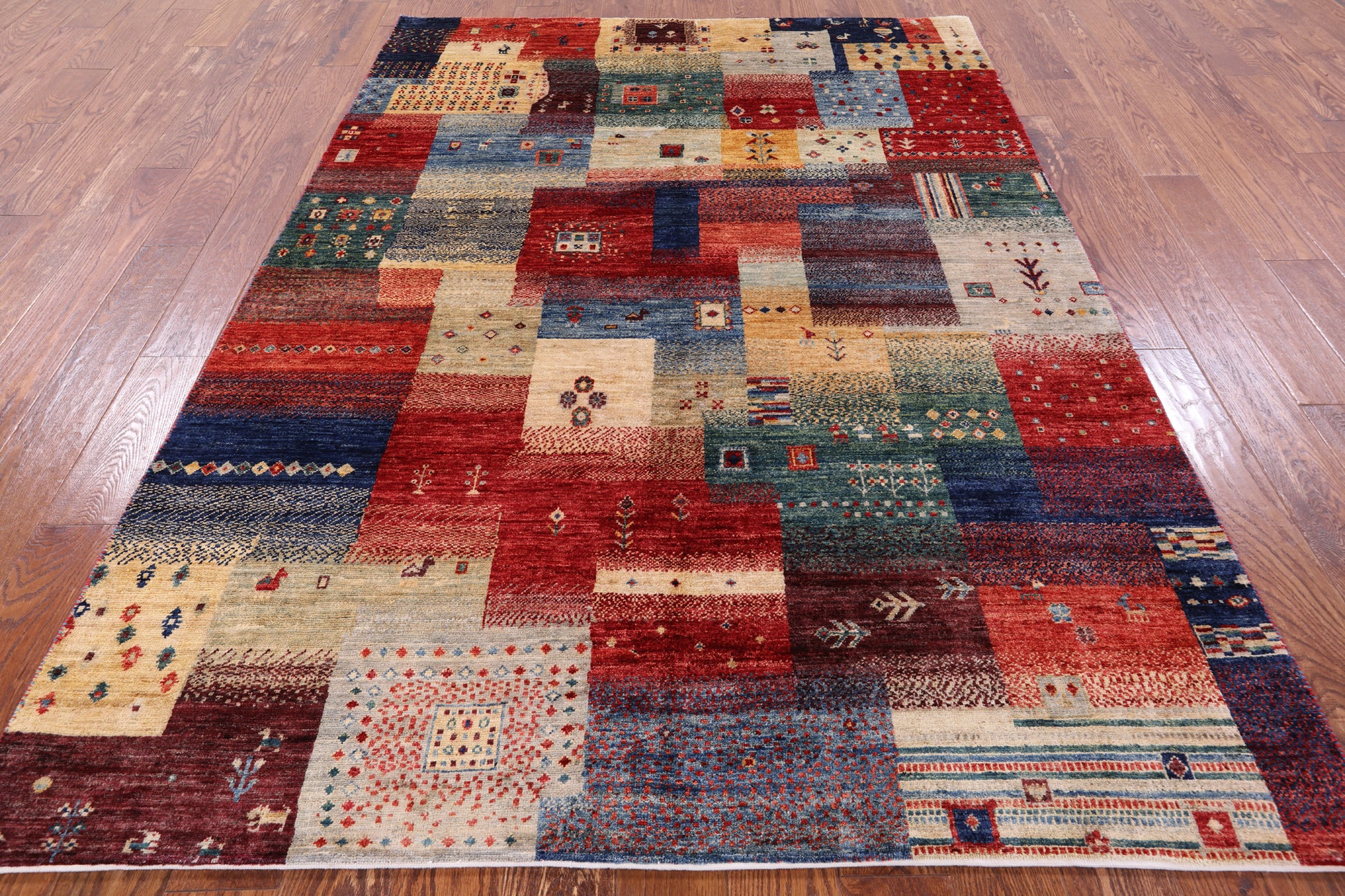 Tribal Persian Gabbeh Hand Knotted Wool Rug - 5' 7" X 7' 9" - Golden Nile