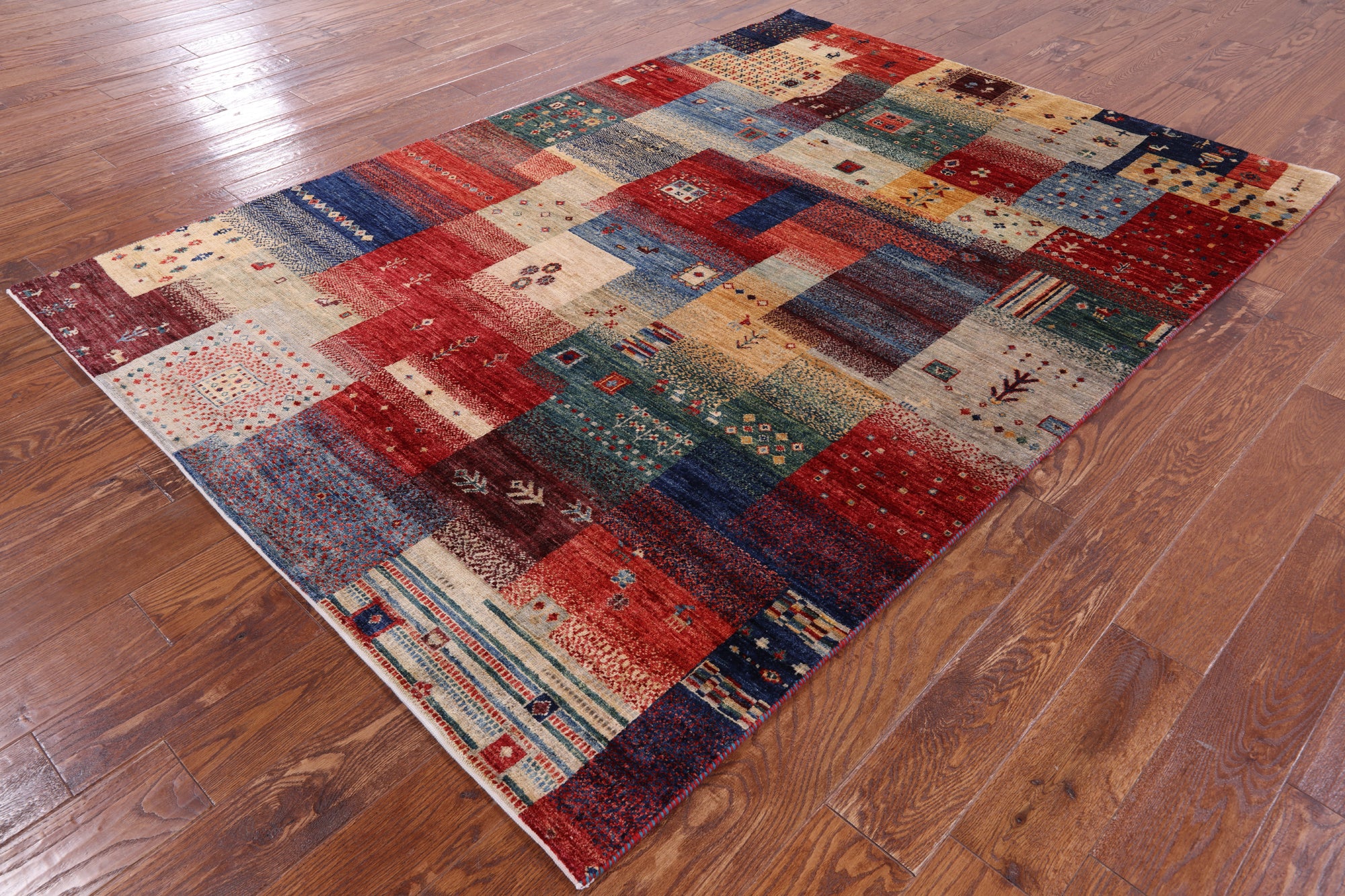 Tribal Persian Gabbeh Hand Knotted Wool Rug - 5' 7" X 7' 9" - Golden Nile