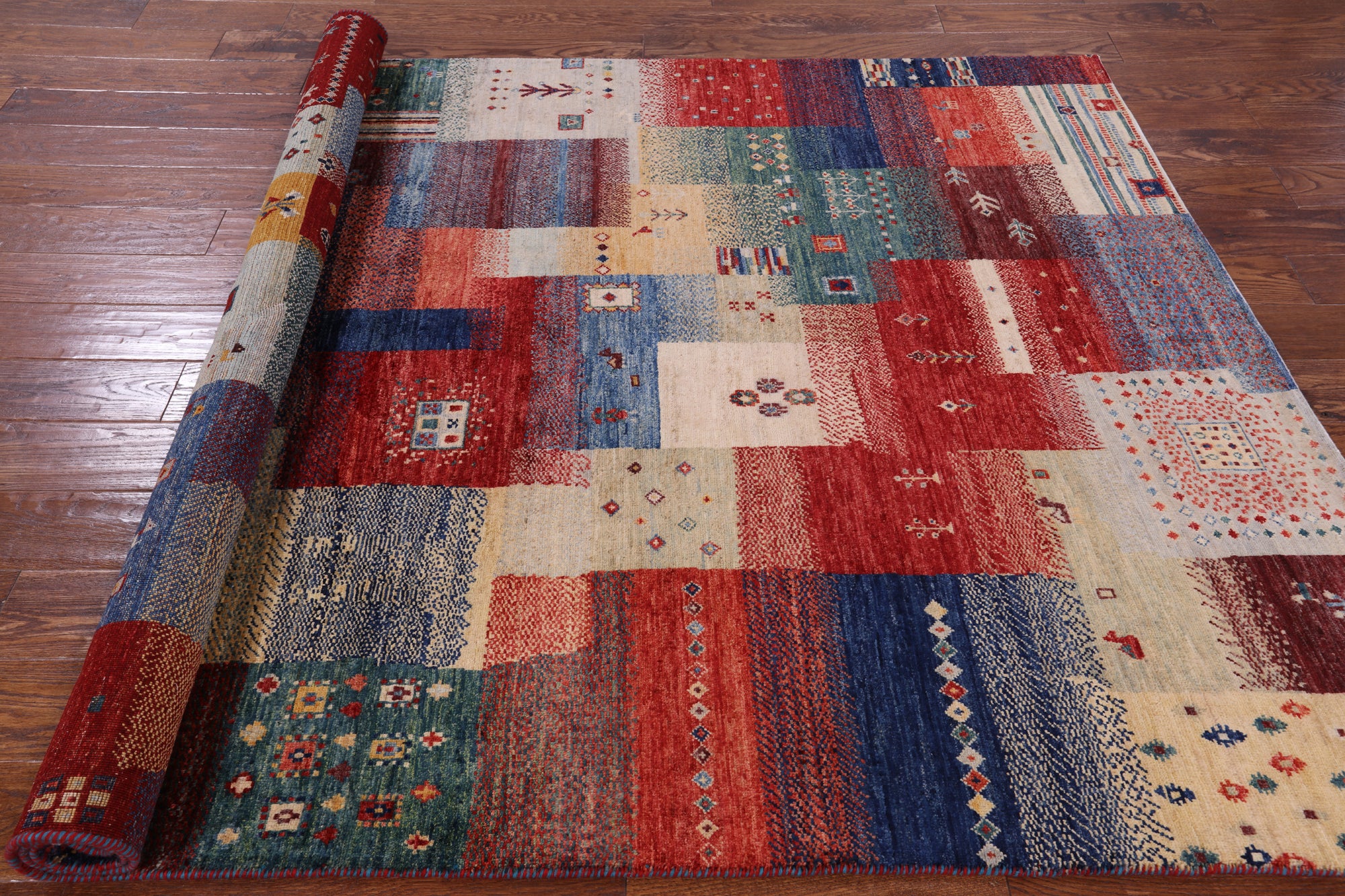 Tribal Persian Gabbeh Hand Knotted Wool Rug - 5' 7" X 7' 9" - Golden Nile