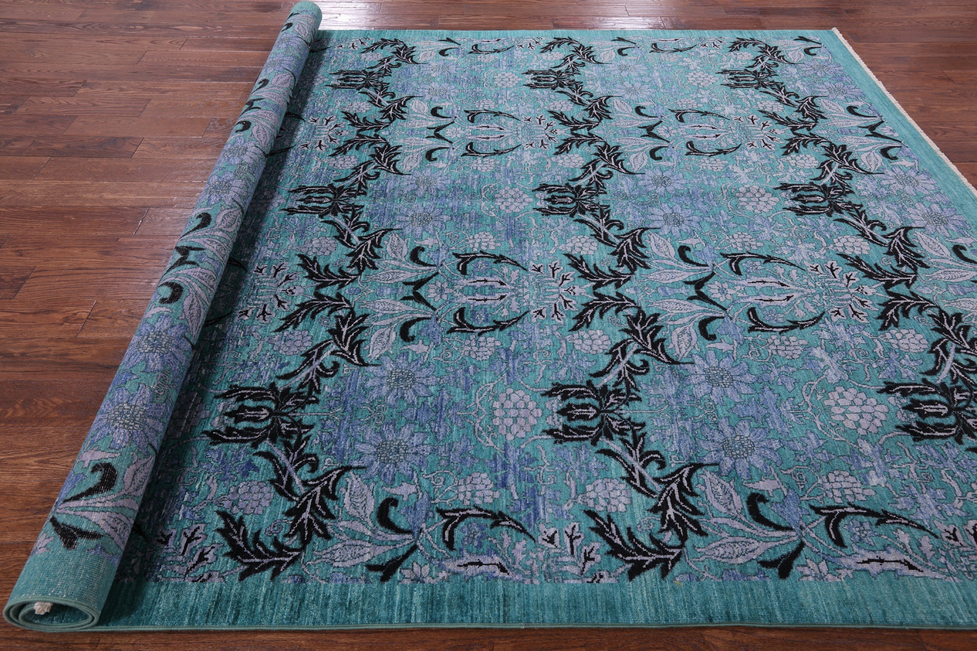 William Morris Hand Knotted Wool Rug - 8' 0" X 9' 10" - Golden Nile