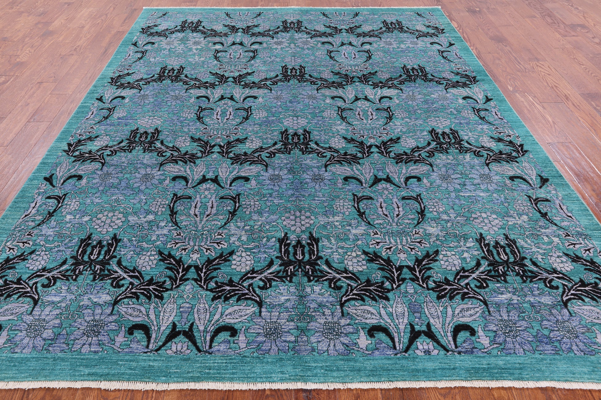 William Morris Hand Knotted Wool Rug - 8' 0" X 9' 10" - Golden Nile