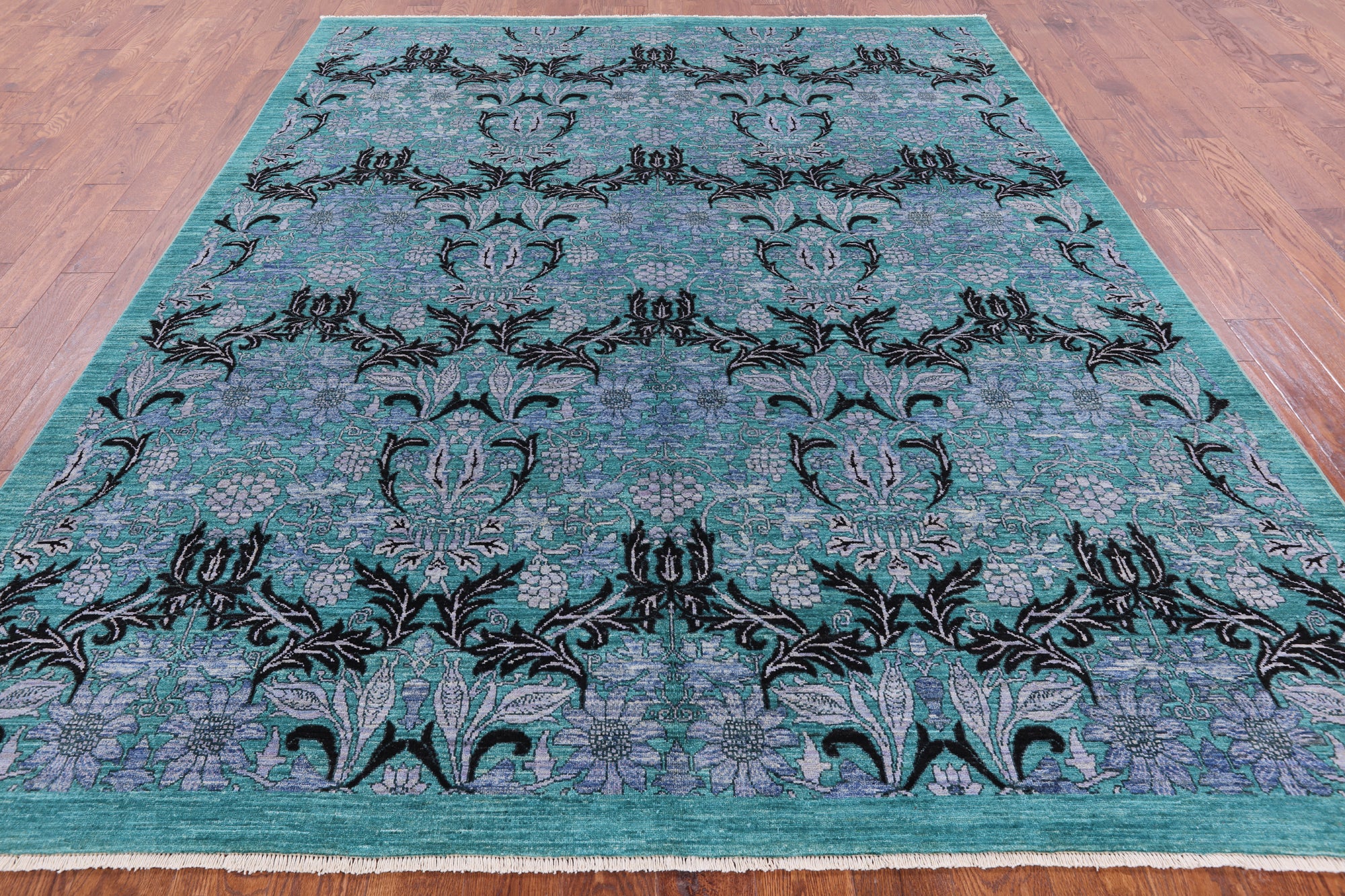 William Morris Hand Knotted Wool Rug - 8' 0" X 9' 10" - Golden Nile