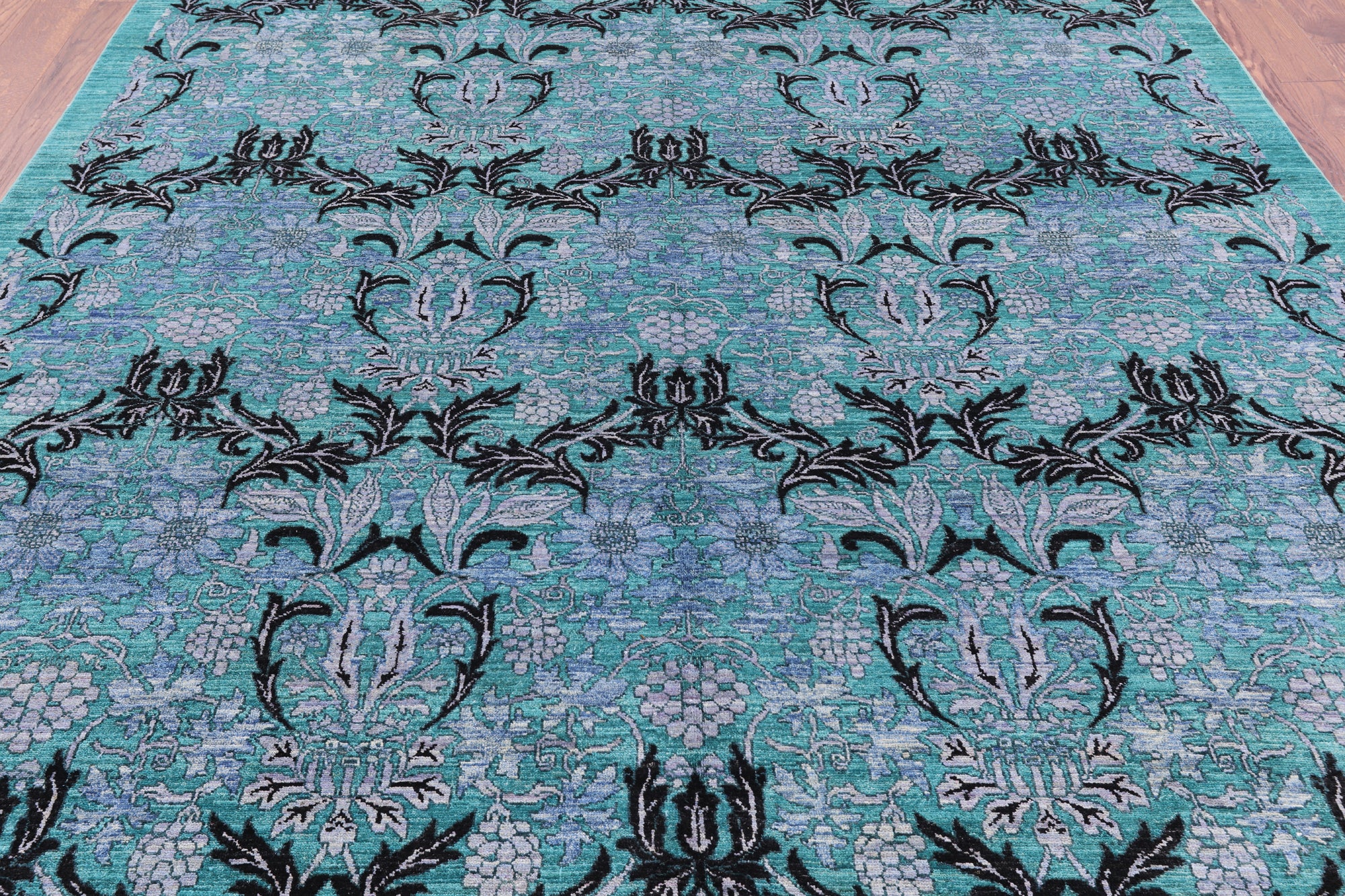 William Morris Hand Knotted Wool Rug - 8' 0" X 9' 10" - Golden Nile
