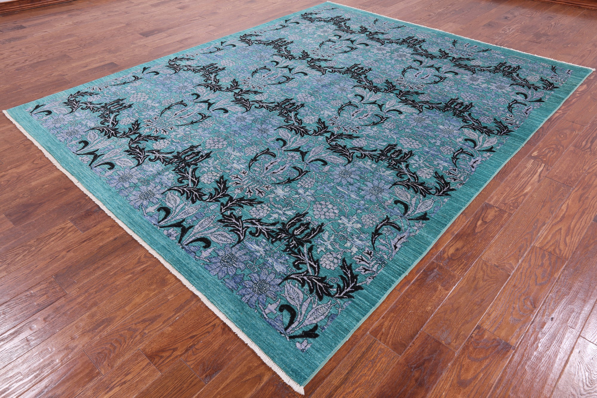 William Morris Hand Knotted Wool Rug - 8' 0" X 9' 10" - Golden Nile