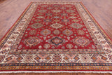 Red Super Kazak Hand Knotted Wool Rug - 9' 0" X 12' 0" - Golden Nile