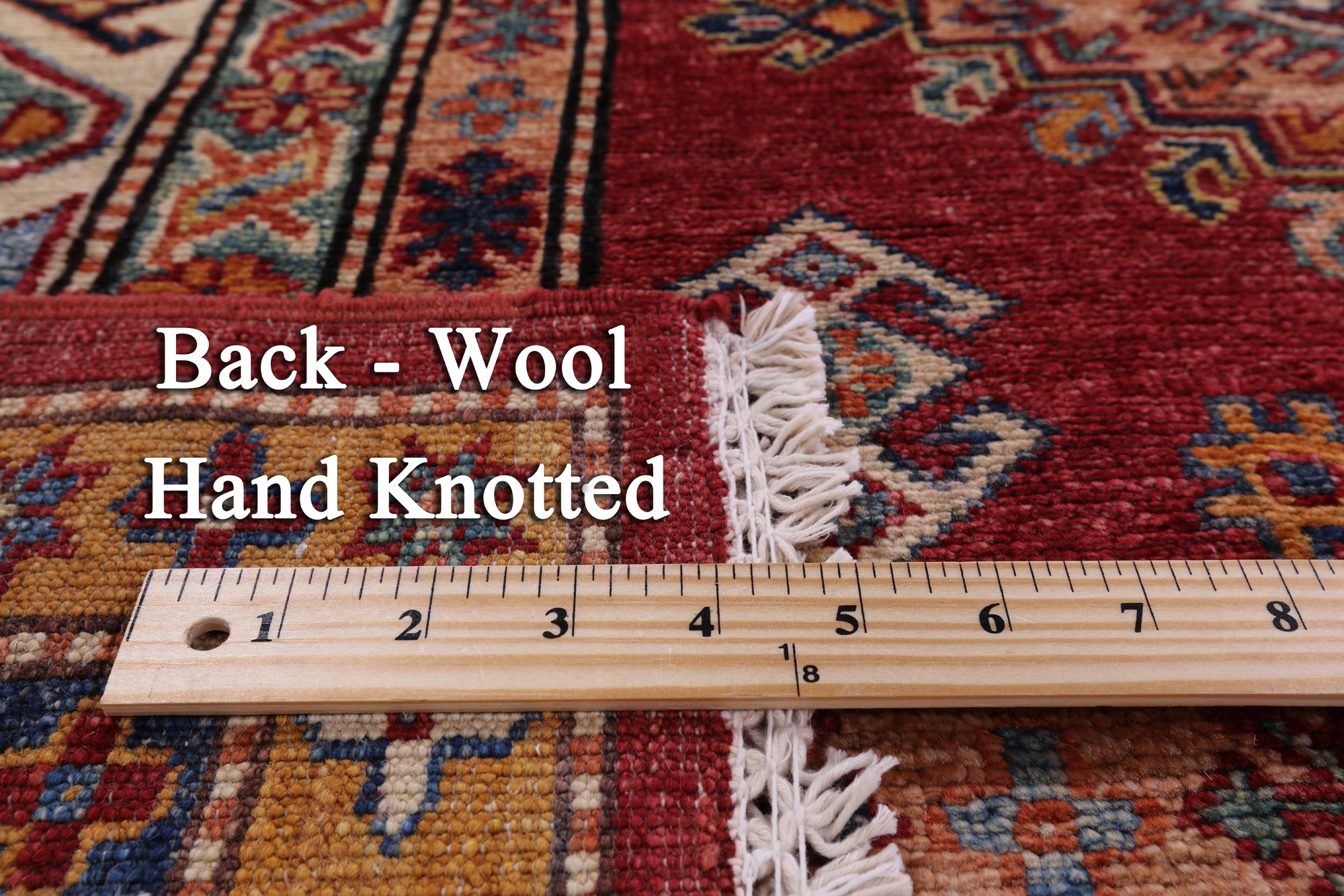 Red Super Kazak Hand Knotted Wool Rug - 9' 0" X 12' 0" - Golden Nile