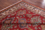 Red Super Kazak Hand Knotted Wool Rug - 9' 0" X 12' 0" - Golden Nile