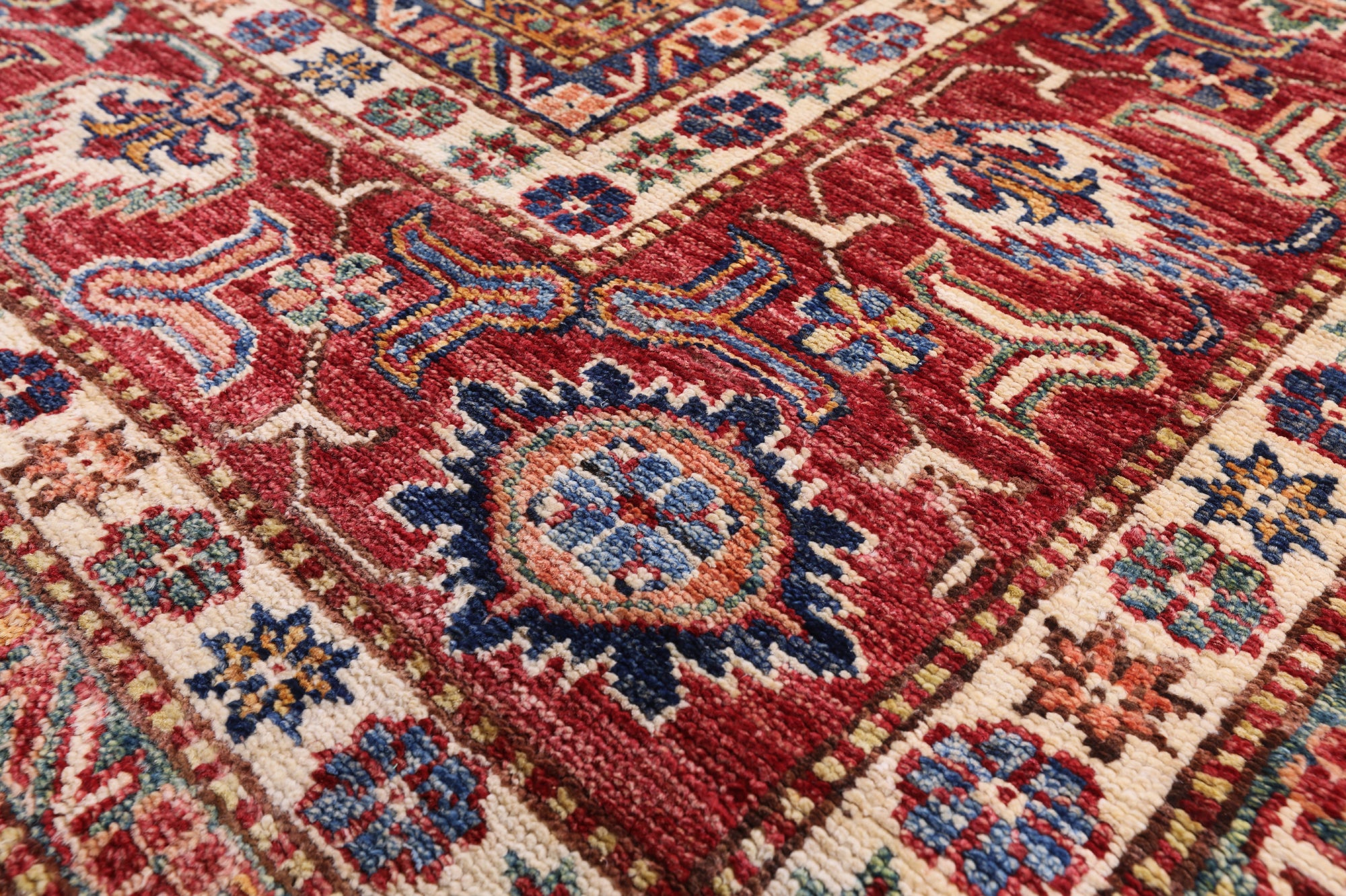 Blue Super Kazak Hand Knotted Wool Rug - 9' 4" X 12' 1" - Golden Nile