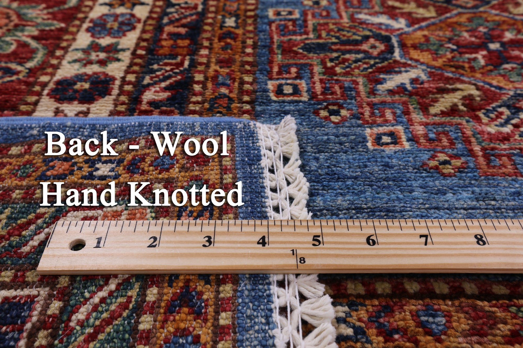 Blue Super Kazak Hand Knotted Wool Rug - 9' 4" X 12' 1" - Golden Nile