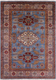 Blue Super Kazak Handmade Wool Rug - 5' 8" X 7' 10" - Golden Nile