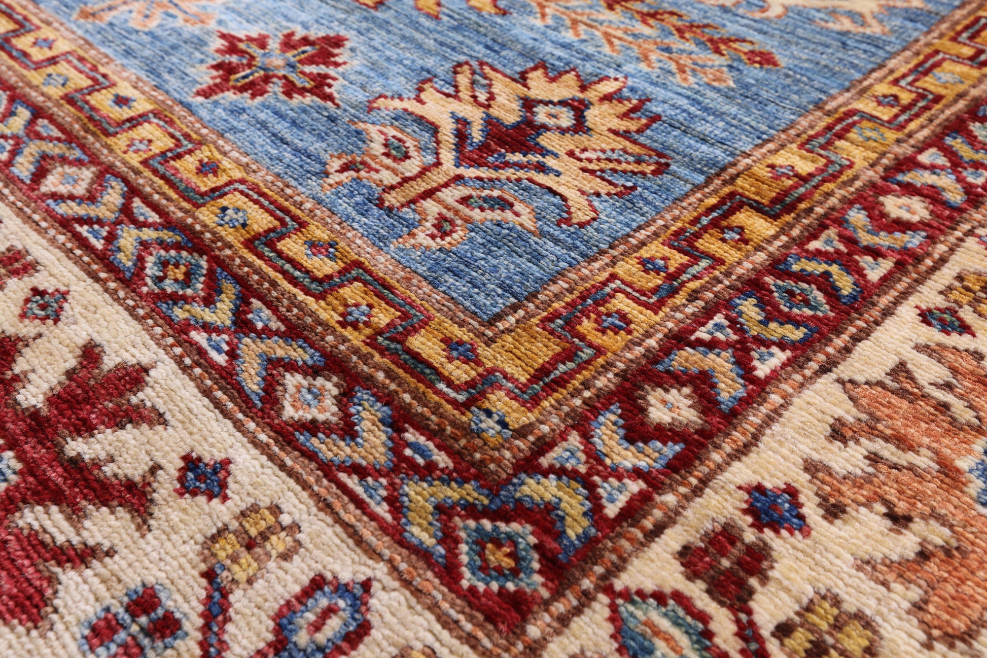Blue Super Kazak Handmade Wool Rug - 5' 8" X 7' 10" - Golden Nile