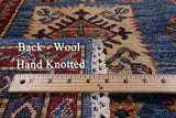 Blue Super Kazak Handmade Wool Rug - 5' 5" X 7' 10" - Golden Nile