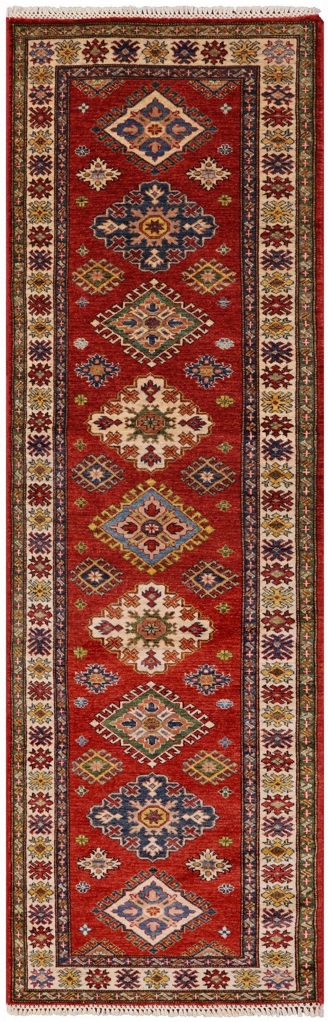 Red Super Kazak Handmade Wool Runner Rug - 2' 10" X 9' 2" - Golden Nile